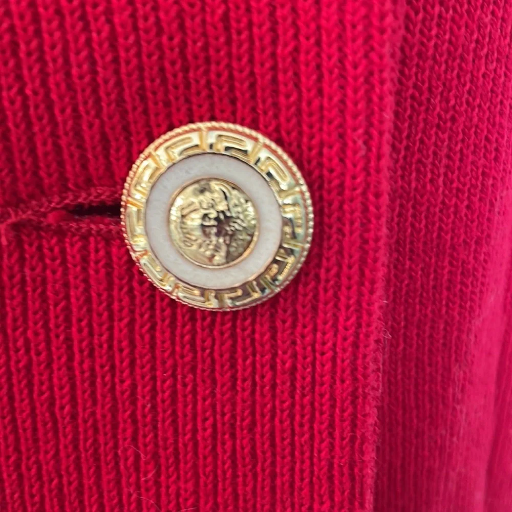 OLEG CASSINI VINTAGE CAREER QUIET LUXURY Y2K KNIT SUIT DBL BREASTED RED SZ 8